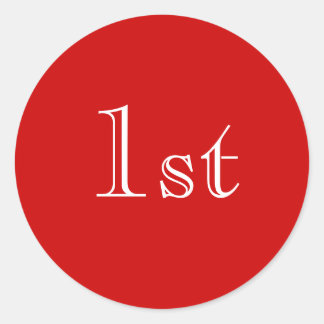 Sticker Rond 1er. Rouge et blanc. Un design simple et agréable.