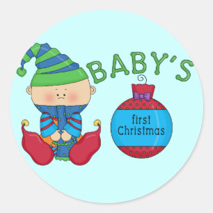 Sticker Rond 1er T-shirts et cadeaux elfes de Noël
