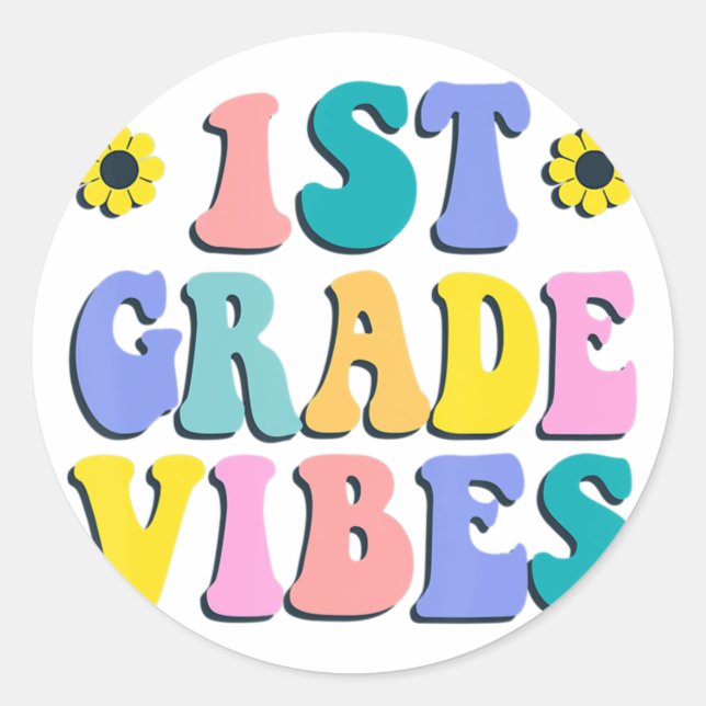 Sticker Rond 1ère année Vibes Première journée Retour à l'école (Devant)