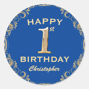 Sticker Rond 1ère fête d'anniversaire Cadre Parties scintillant