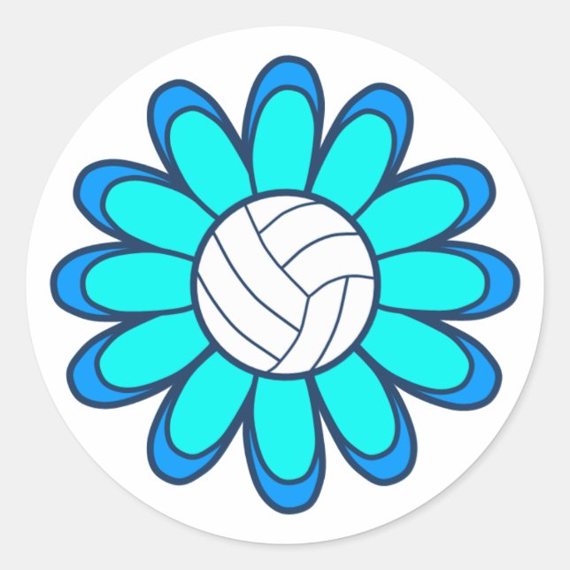 Sticker Rond 1Fille de volley-ball Aqua (Devant)