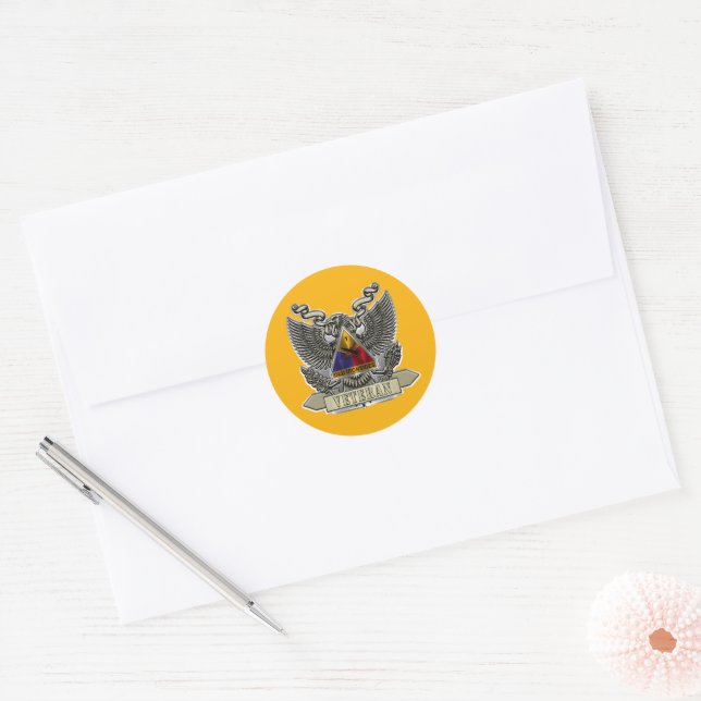 Sticker Rond 1re division blindée « Old Ironsides » Ancien comb (Enveloppe)