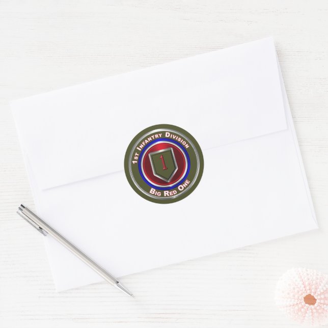Sticker Rond 1re division d'infanterie "Big Red One" (Enveloppe)