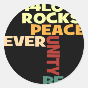 Sticker Rond 2014 Love Rocks Peace Art Imprimer