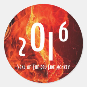 Sticker Rond 2016 nouvelles années chinoises heureuses du singe