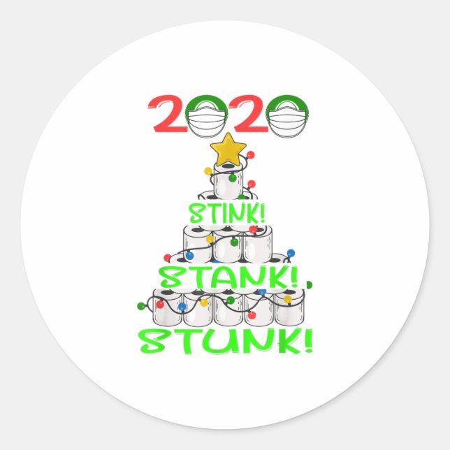 Sticker Rond 2020 Stink Stank Stunk Funny Quarantine (Devant)