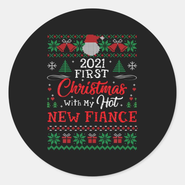 Sticker Rond 2021 First Christmas With My Hot New Fiance Xmas H (Devant)