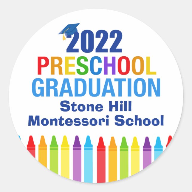 Sticker Rond 2022 Graduation préscolaire Cute Custom School Par (Devant)