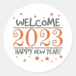 Sticker Rond 2023 Bonne année avec texte coloré
