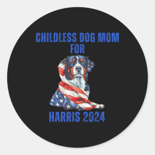 Sticker Rond 2024 Enfant Chien Maman For Harris 2024
