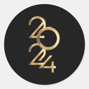 Sticker Rond 2024 Nouvel An Eve Py Fournitures Nye 2024 Heureux
