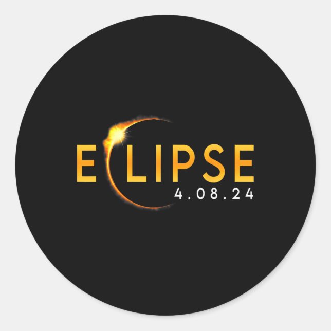 Sticker Rond 2024 Solar Eclipse 2024 040824 Eclipse Hommes Femm (Devant)