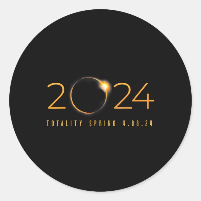 Sticker Rond 2024 Solar Eclipse Américain Totality Spring 4.08. (Devant)