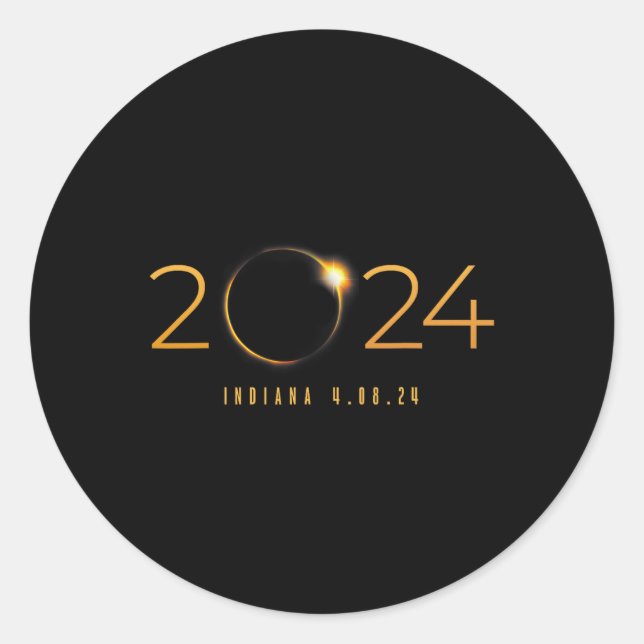 Sticker Rond 2024 Solar Eclipse Indiana American Totality Sprin (Devant)