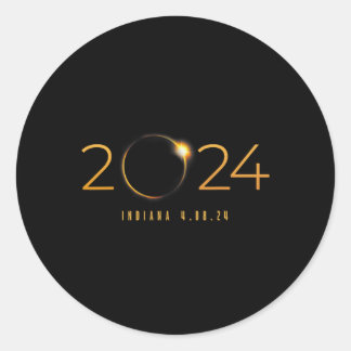 Sticker Rond 2024 Solar Eclipse Indiana American Totality Sprin