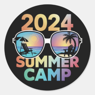 Sticker Rond 2024 Summer Camp Vacation Matching Family Group