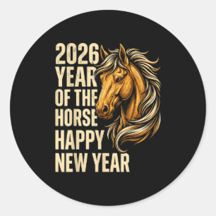 Sticker Rond 2026 Année du Cheval Bonne Année Chinoise Feu