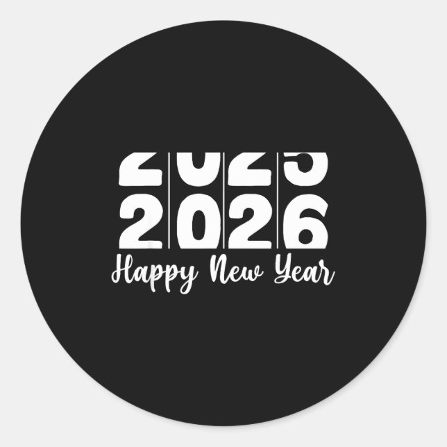 Sticker Rond 2026 Happy New Year Bold Numbers Celebration Party (Devant)