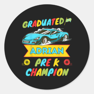 Sticker Rond 2026 Voiture Adrian Dernier Jour De Pré-Maternelle