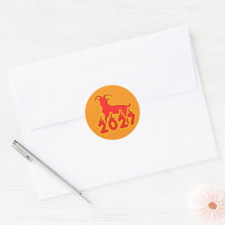 Sticker Rond 2027 Année de la Chèvre de Feu