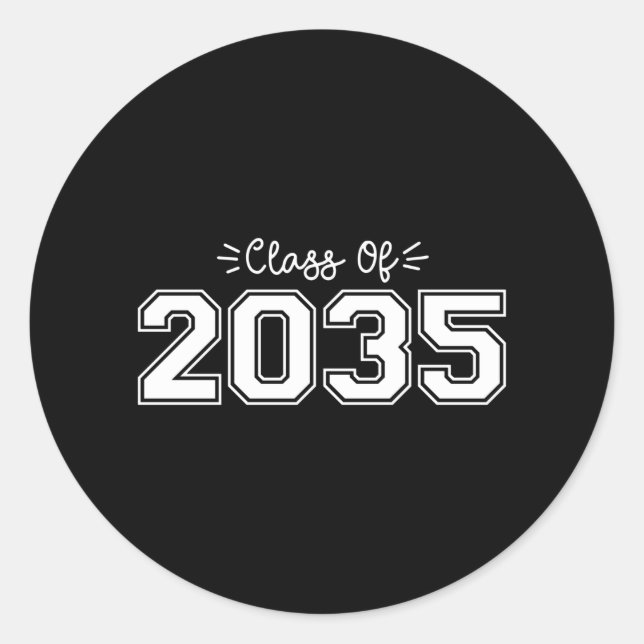 Sticker Rond 2035 seniors, Classe de 2035 Graduation (Devant)