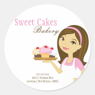 Sticker Rond 20 - 1,5" Boulangerie Brunette Baker Adresse Stick