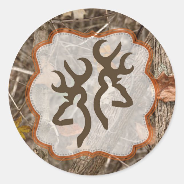Sticker Rond 20 - 1,5 Enveloppe Chasse au phoque Couple Cerf Do (Devant)