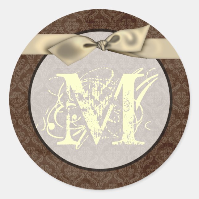 Sticker Rond 20 - 1,5 Enveloppe Monogramme de phoque Brown de D (Devant)