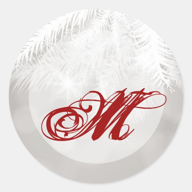 Sticker Rond 20 - 1,5 Enveloppe Phoque Hiver Pinceau Blanc Arbr (Devant)