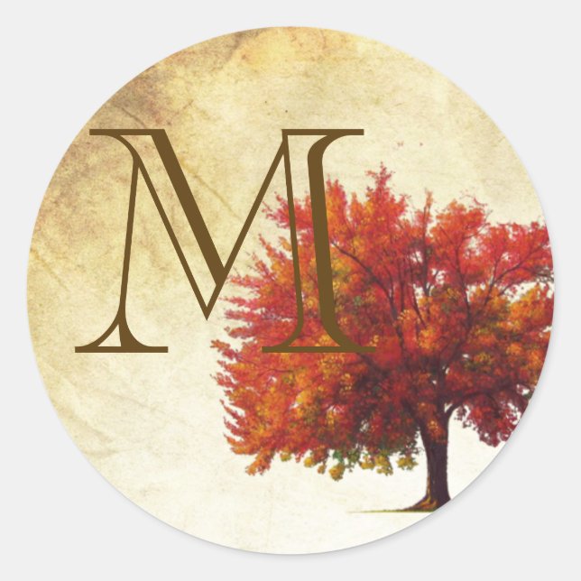 Sticker Rond 20 - 1,5 Enveloppe Sceau Automne Arbre Papier viei (Devant)