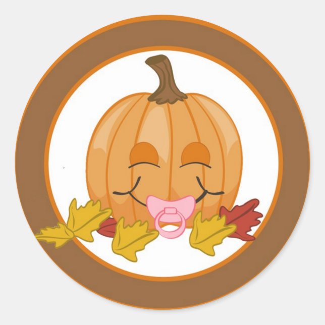 Sticker Rond 20 - 1,5" Enveloppe Sceau Automne Citrouille d'aut (Devant)