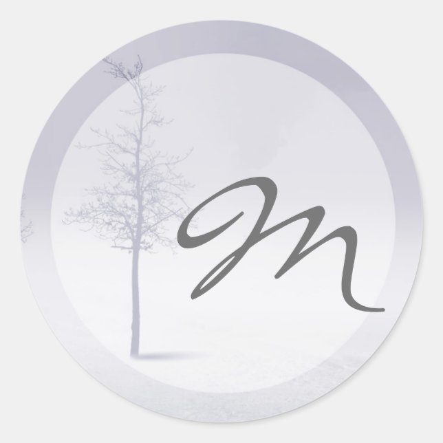 Sticker Rond 20 - 1,5 Enveloppe Sceau hiver Wonderland Arbres (Devant)