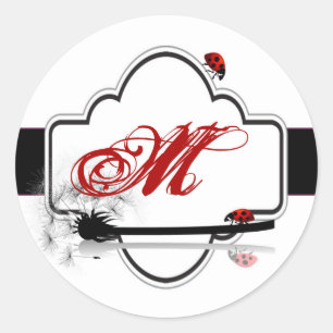 Sticker Rond 20 - 1,5 Enveloppe Sceau Lady Bug Dandilion Fleur