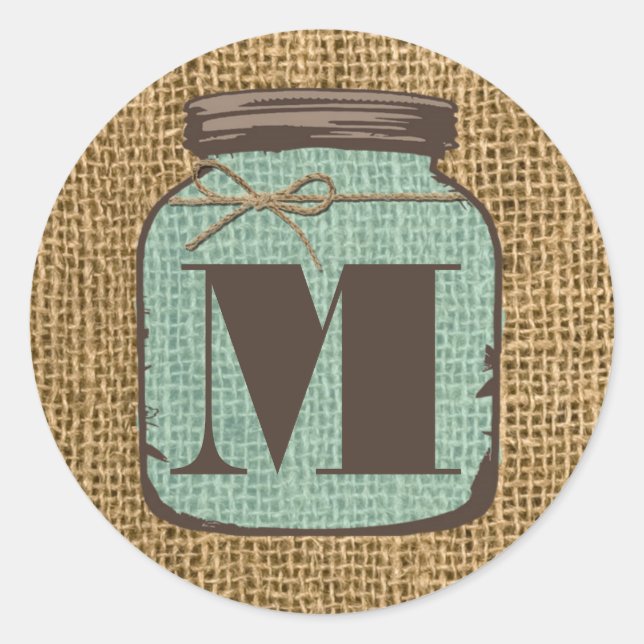 Sticker Rond 20 - 1,5 Enveloppe Sceau Mason Jar Burlap Pays (Devant)