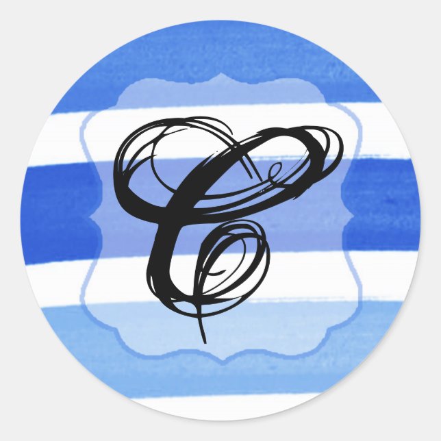 Sticker Rond 20 - 1,5 Enveloppe Sceau Ombre Stripe Ligne Bleue  (Devant)