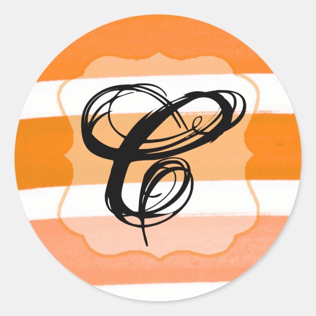 Sticker Rond 20 - 1,5 Enveloppe Sceau Ombre Stripe Orange Line (Devant)
