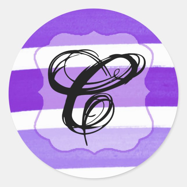 Sticker Rond 20 - 1,5 Enveloppe Sceau Ombre Stripe Purple Line (Devant)