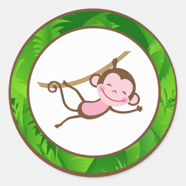 Sticker Rond 20 - 1,5" Enveloppe Sceau SingeSwing Jungle Safari (Devant)