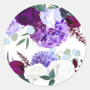 Sticker Rond 20 - 1,5 Hibiscus de lavande d'enveloppe sur Whi