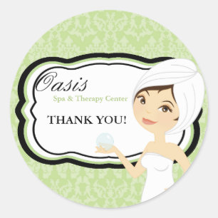 Sticker Rond 20 - 1,5" massage de spa de damassé de vert de