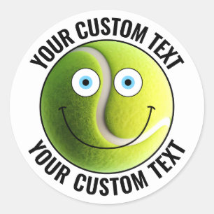 Sticker Rond 20 Bal de Tennis Texte Personnalisé Personnalisé V