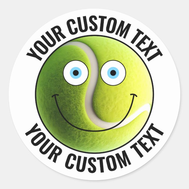 Sticker Rond 20 Bal de Tennis Texte Personnalisé Personnalisé V (Devant)