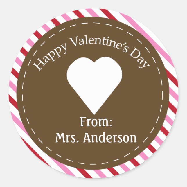 Sticker Rond 20 Joyeux Valentines Jour Cupcake Toppers (Devant)