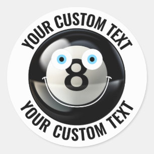 Sticker Rond 20 Pool 8 Balle Texte Personnalisé Personnalisé Vi