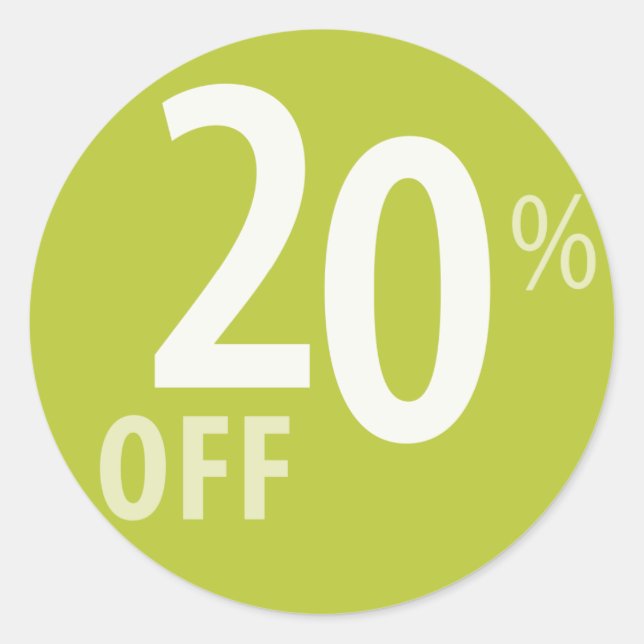 Sticker Rond 20% puissant OUTRE du signe de VENTE (Devant)