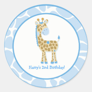 Sticker Rond 20 Toppers de Cupcake personnalisables Giraffe de 
