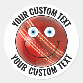 Sticker Rond 20 x Balle de cricket Personnalisée Personnalisée