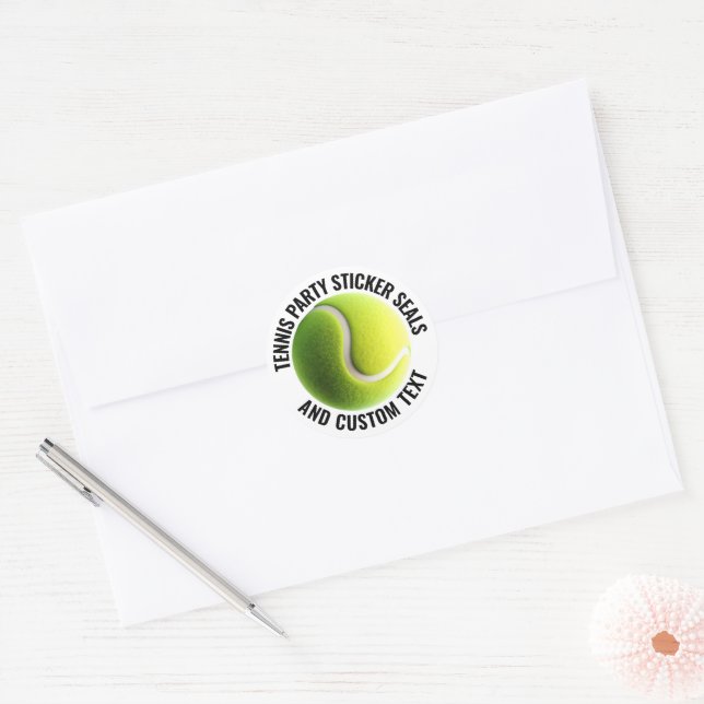 Sticker Rond 20 x balle de tennis avec texte personnalisé (Enveloppe)