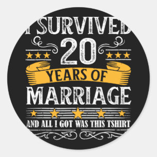 Sticker Rond 20e anniversaire de Mariage mariée de jupes mari W