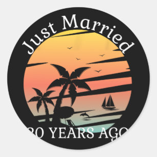 Sticker Rond 20ème anniversaire de Mariage Croisière juste mari
